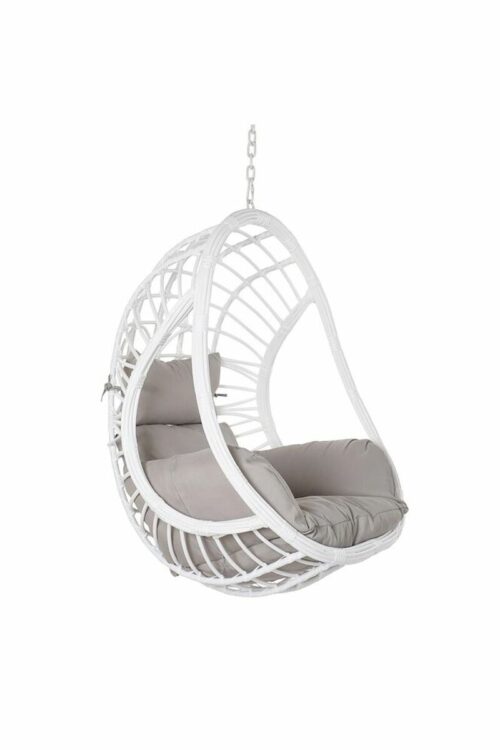 Sedia da giardino sospesa DKD Home Decor 90 x 70 x 110 cm Grigio Metallo rattan sintetico Bianco