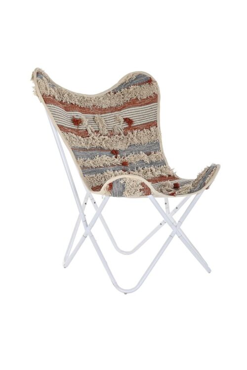 Poltrona da giardino DKD Home Decor Bianco Arancio Ferro 74 x 65 x 90 cm