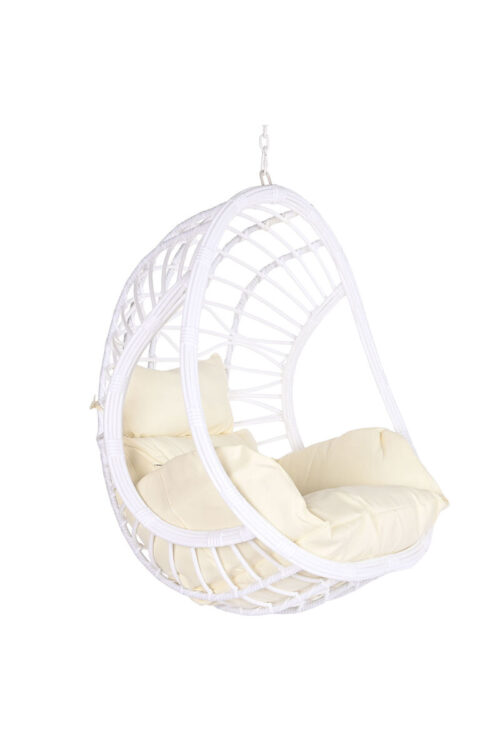 Sedia da giardino sospesa DKD Home Decor 90 x 70 x 110 cm Metallo rattan sintetico Bianco