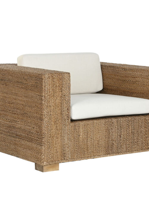 Poltrona da giardino Home ESPRIT Bianco Naturale 117 x 92 x 65 cm