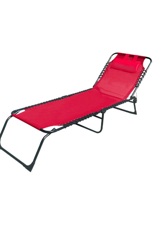 Marbueno Lettino Pieghevole in Acciaio con Cuscino per Giardino e Piscina 190X58X27 cm Rosso 10000