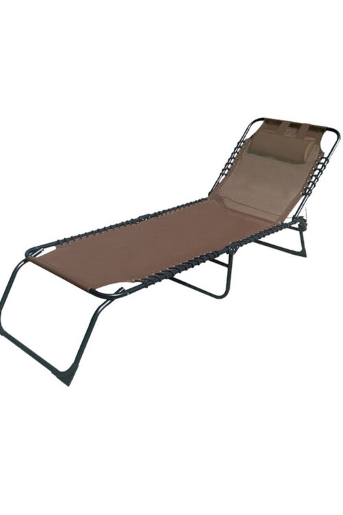 Marbueno lettino pieghevole in acciaio con cuscino giardino e piscina 190X58X27 cm marrone 10001
