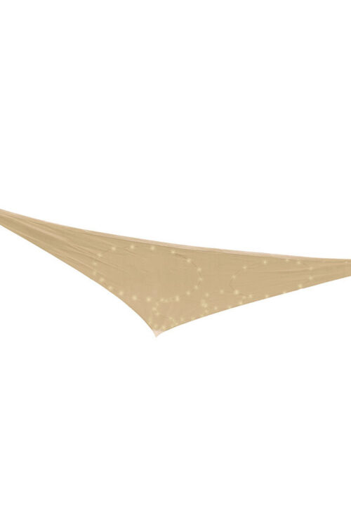 Vela parasole Beige 3 x 3 x 3 m Luce LED Esterno Solare Tenda