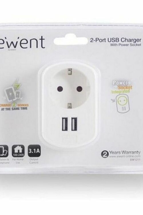 Presa Parete con 2 Porte USB Ewent EW1211 3,1 A