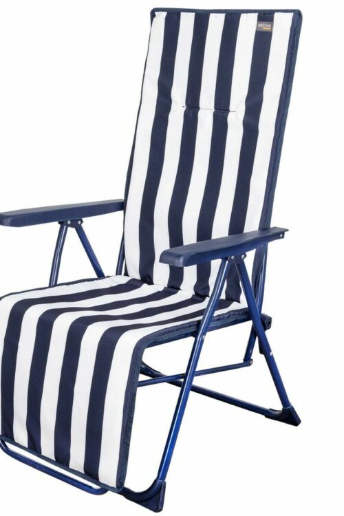 Lettino Aktive Bianco Blu Marino Reclinabile A strisce 147 x 70 x 48 cm (2 Unità)